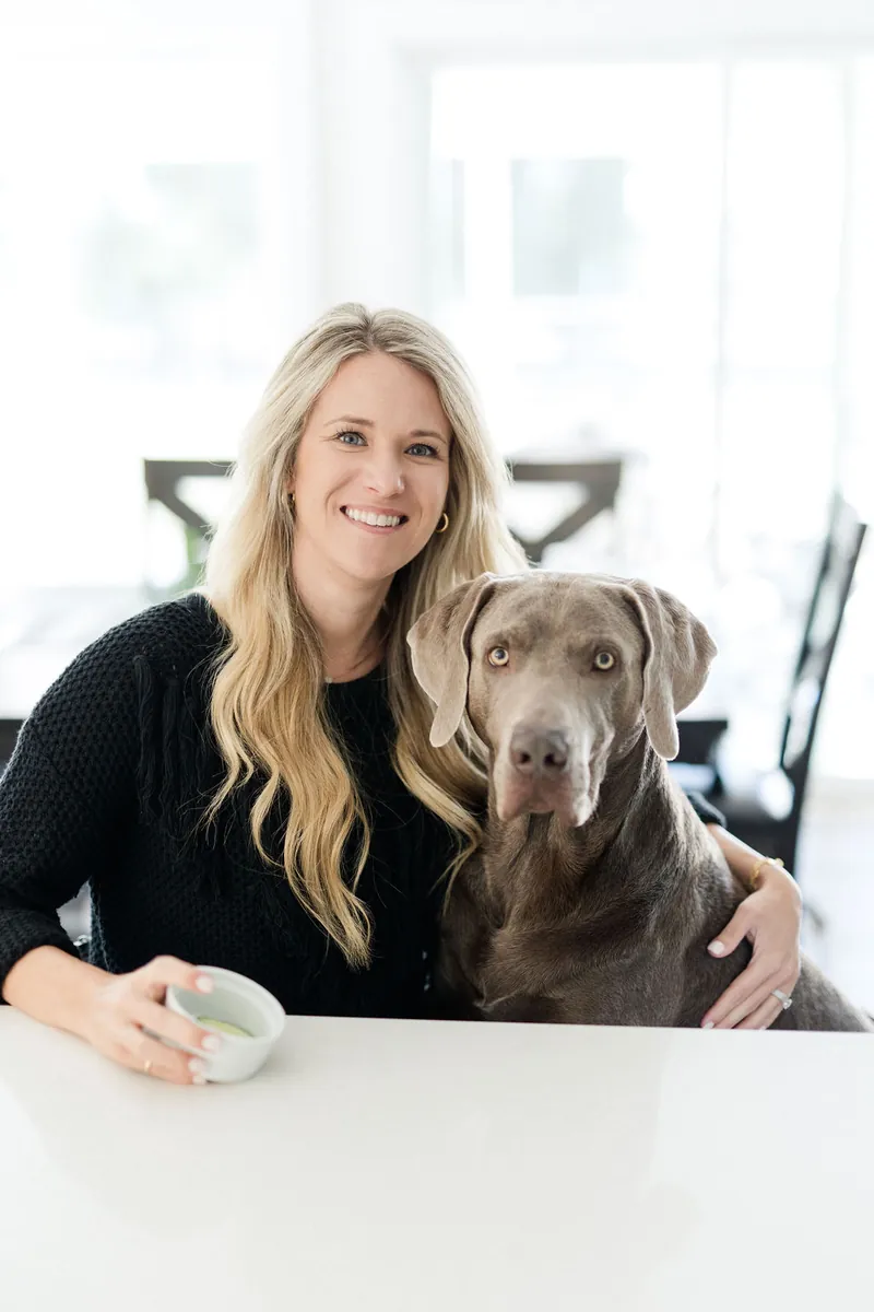 Leila Page, RD — at home with her dog